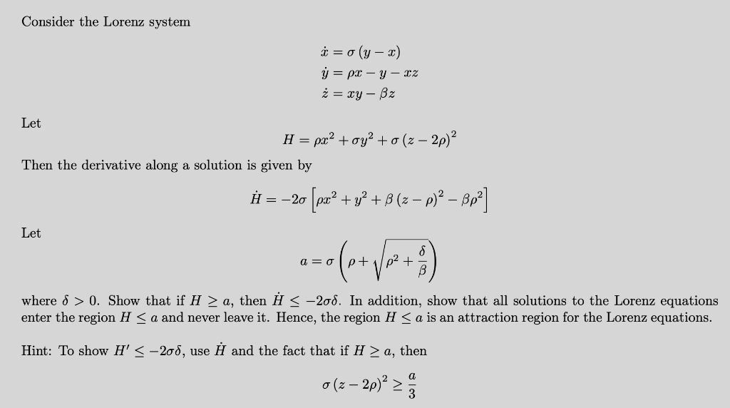 Solved Consider The Lorenz System O Y X Y Px Y Chegg Com
