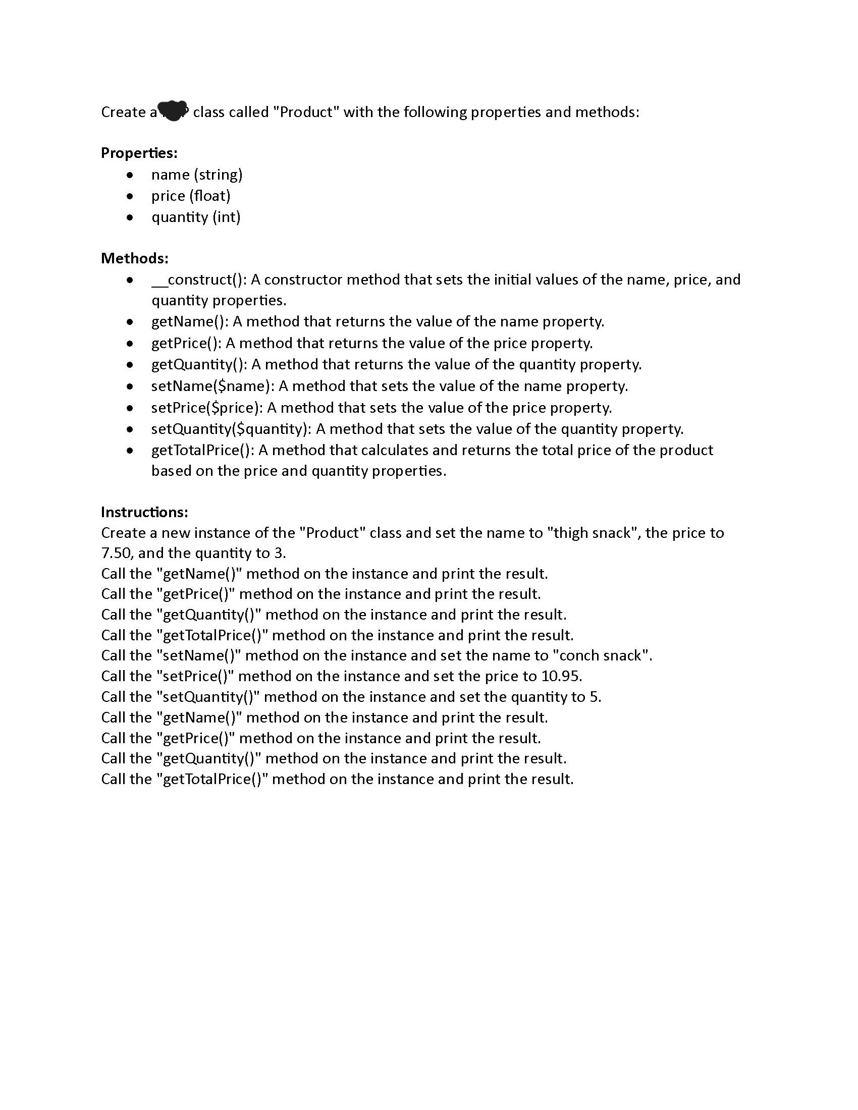 Solved Create a class called 
