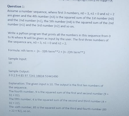 Solved HOC Question 1: Assume a number sequence, where first | Chegg.com