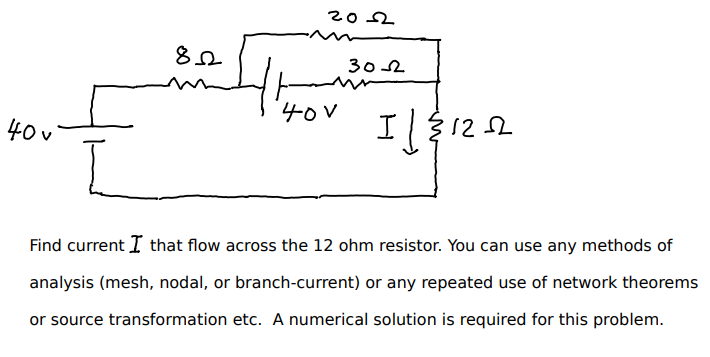 Solved Find current I that flow across the 12ohm resistor. | Chegg.com