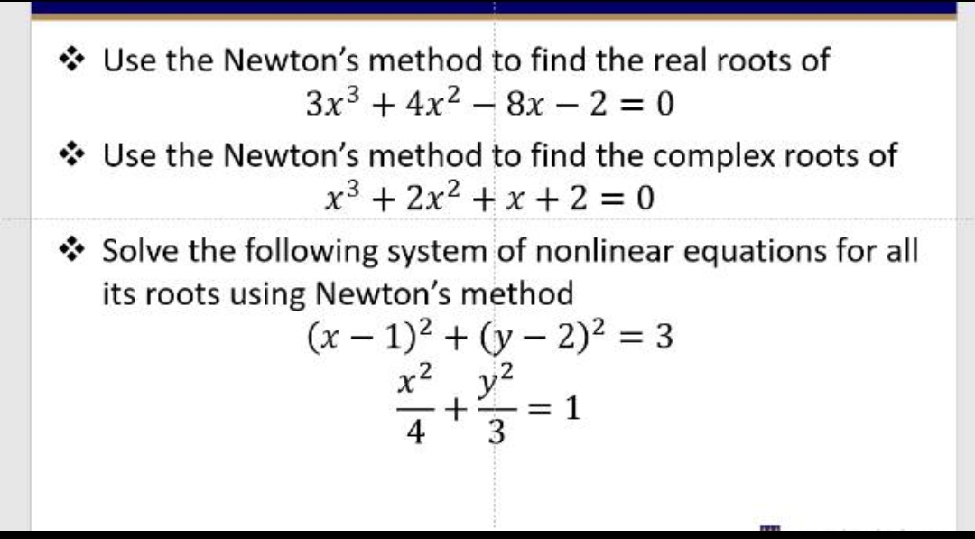 Solved Use the Newton's method to find the real roots of | Chegg.com