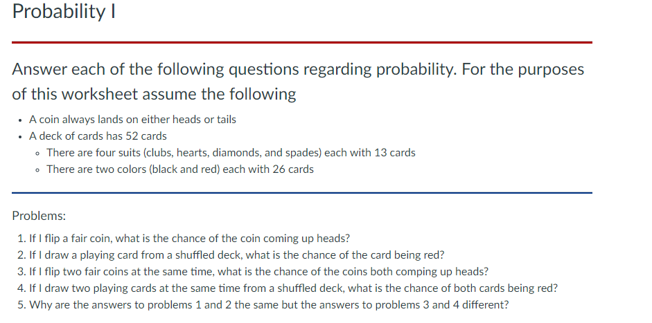 Solved Probability 1 Answer Each Of The Following Questions | Chegg.com