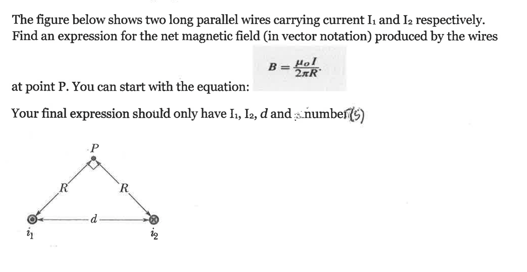 Solved The Figure Below Shows Two Long Parallel Wires | Chegg.com