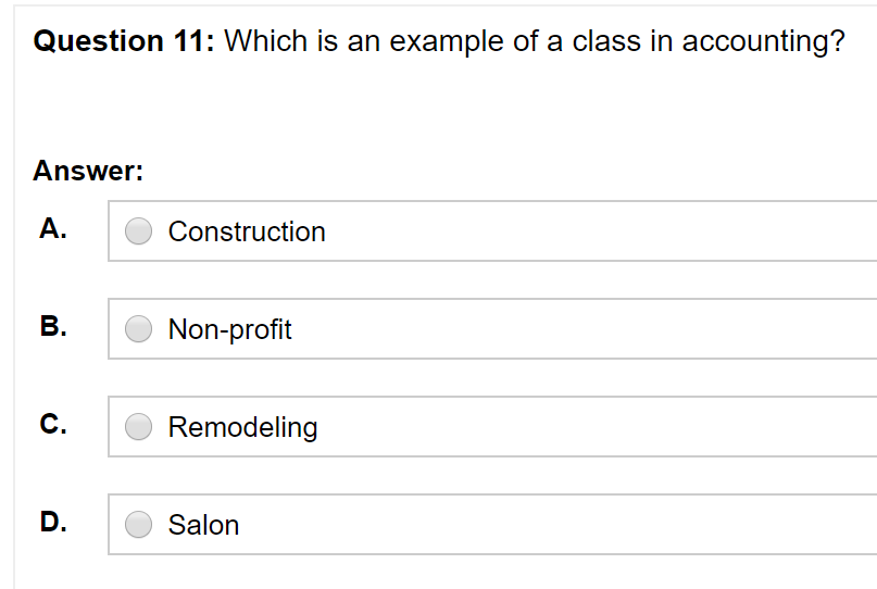 Solved Question 11: Which is an example of a class in | Chegg.com