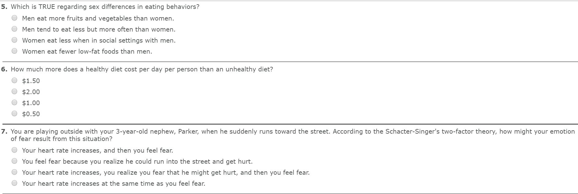 Solved 5. Which is TRUE regarding sex differences in eating | Chegg.com