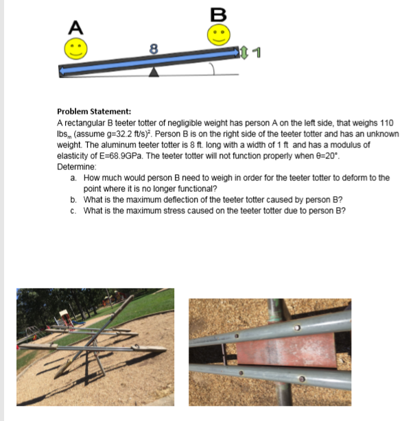8 Problem Statement A rectangular B teeter totter of