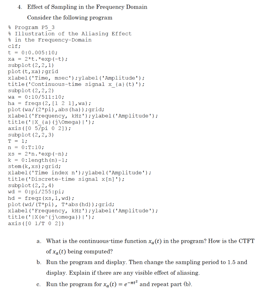 4. Effect of Sampling in the Frequency Domain | Chegg.com