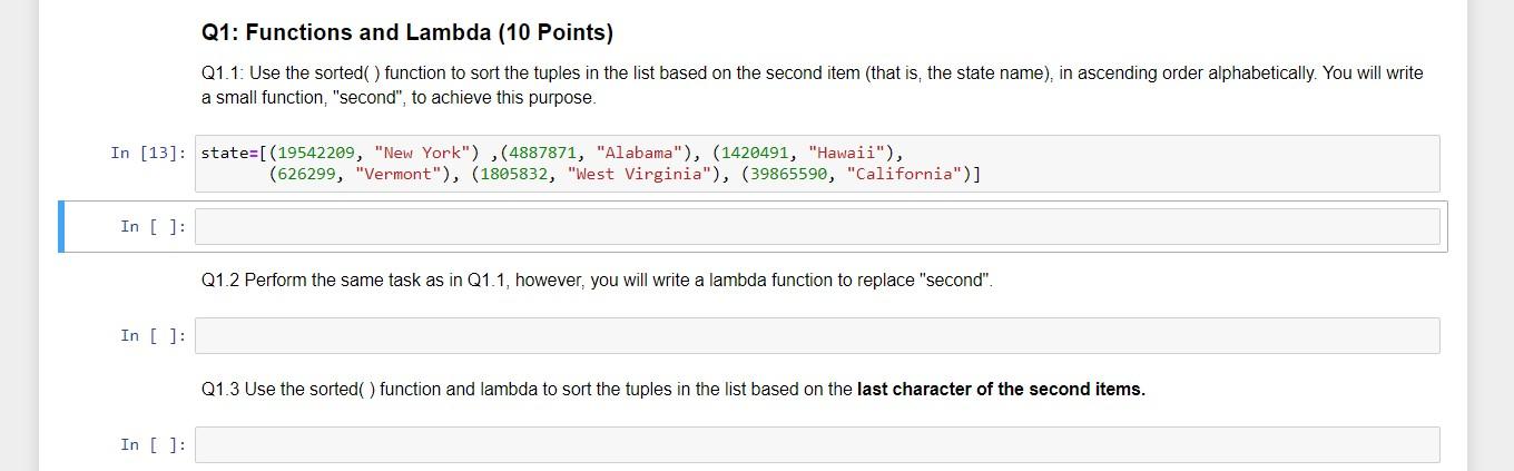 Solved Q1: Functions and Lambda (10 Points) Q1.1: Use the | Chegg.com