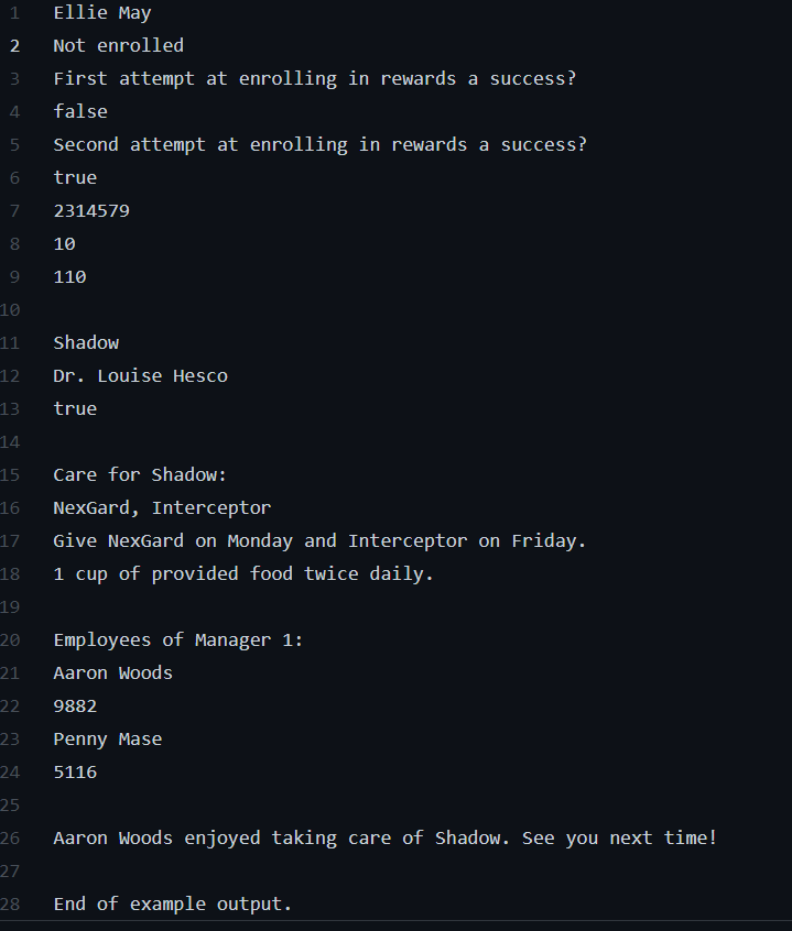 Client Pet nameString phone NumberString address