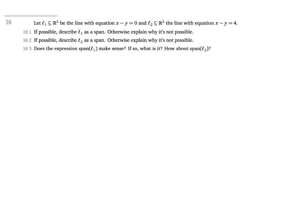 Solved 16 Let ℓ1⊆r2 Be The Line With Equation X−y 0 And