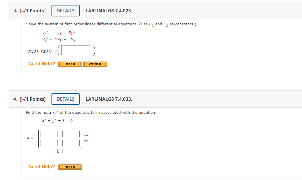 Solved linear algebra please answer both of the question | Chegg.com