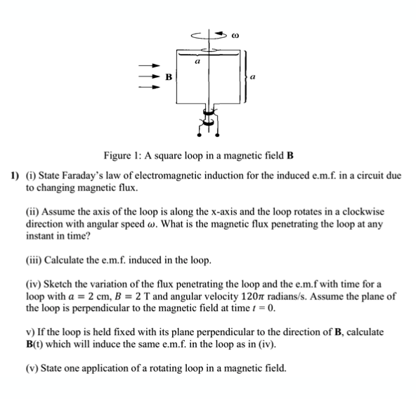 Solved a B Figure 1: A square loop in a magnetic field B 1) | Chegg.com