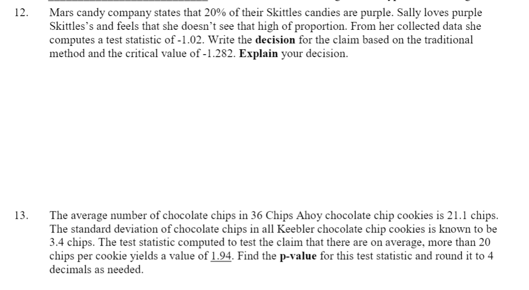 Solved 12. Mars candy company states that 20 of their