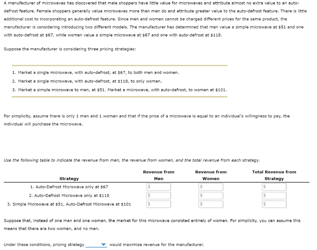 Solved A manufacturer of microwaves has discovered that male