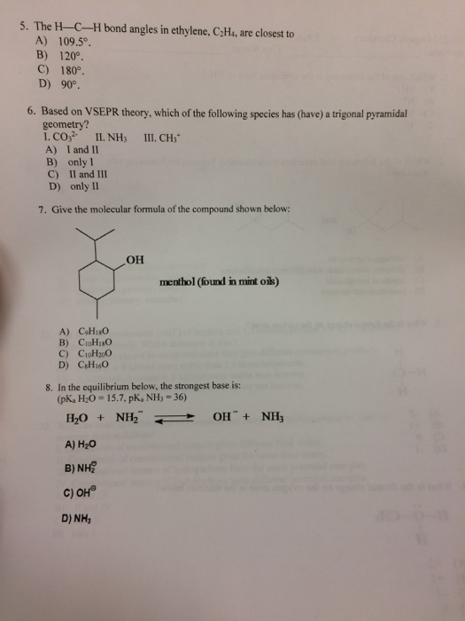 Solved The H C H bond angles in ethylene. C 2 H 4 are Chegg