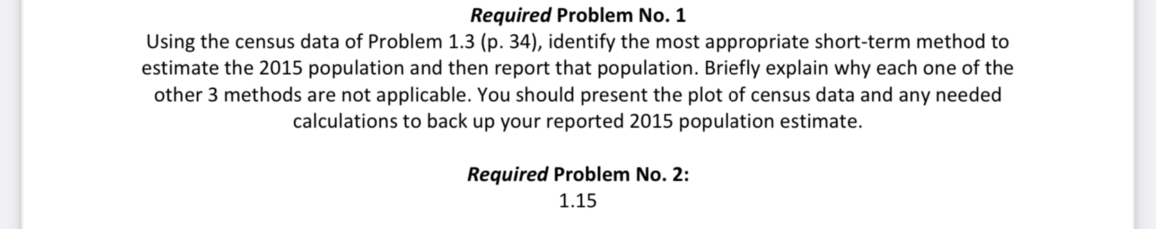 Solved Required Problem No. 1 Using the census data of | Chegg.com