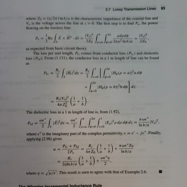 Solved 2.27 In Example 2.7, the attenuation of a coaxial | Chegg.com