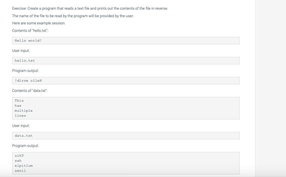 Solved Exercise: Create a program that reads a text file and | Chegg.com
