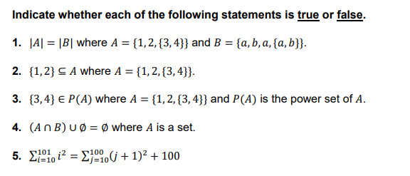 Solved Indicate whether each of the following statements is | Chegg.com