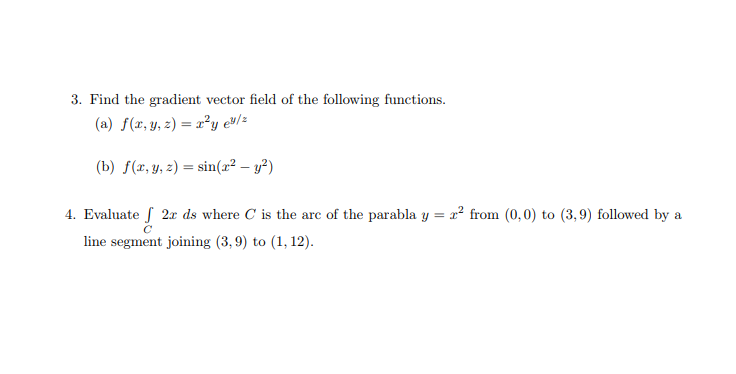 Solved 3. Find the gradient vector field of the following | Chegg.com