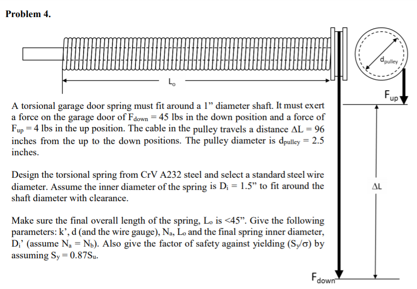 Solved Problem 4 Pulley L A Torsional Garage Door S