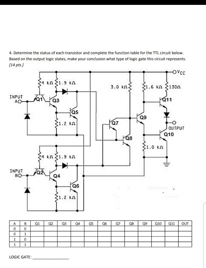 Solved 4. Determine the status of each transistor and | Chegg.com