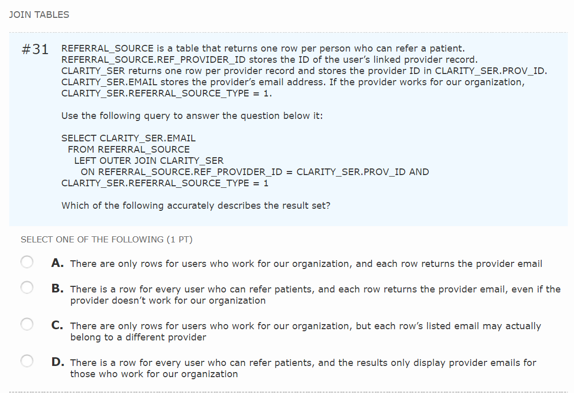 Solved JOIN TABLES 31 REFERRAL SOURCE is a table that Chegg