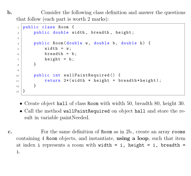 Solved b. Consider the following class definition and answer | Chegg.com