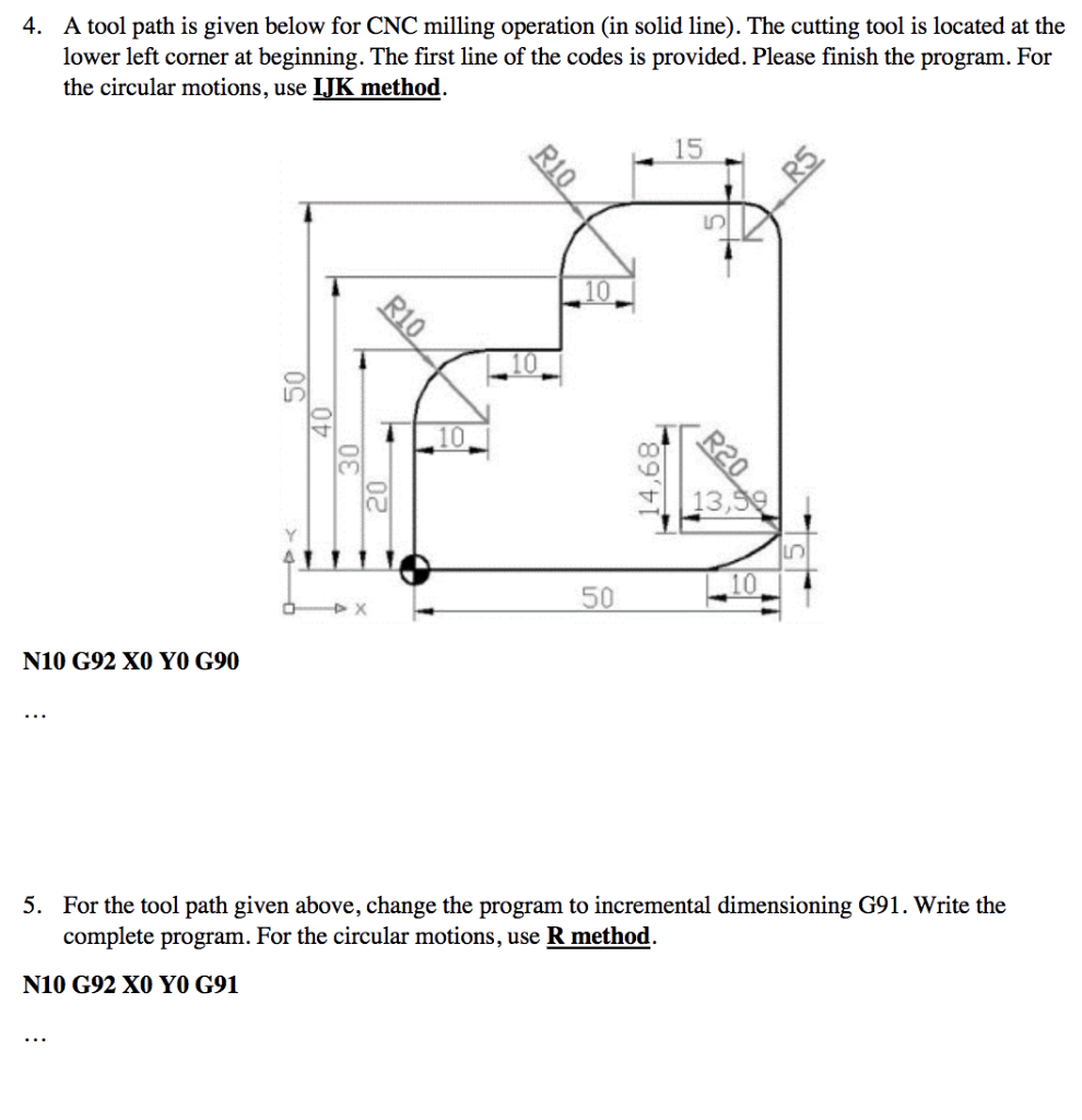 Solved 4. A Tool Path Is Given Below For CNC Milling | Chegg.com