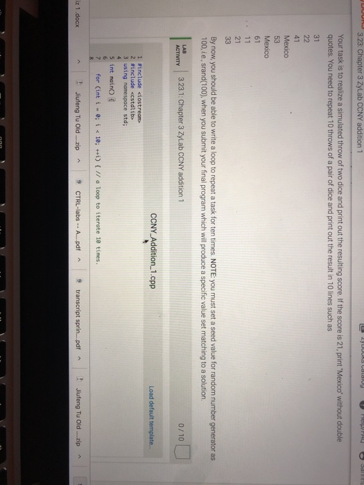 Solved Mexico is a gambling dice game and throws two dice.