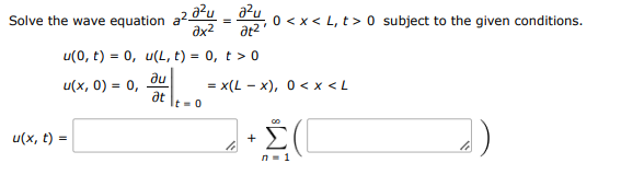 Solved Solve the wave equation a2∂x2∂2u=∂t2∂2u,00 subject to | Chegg.com