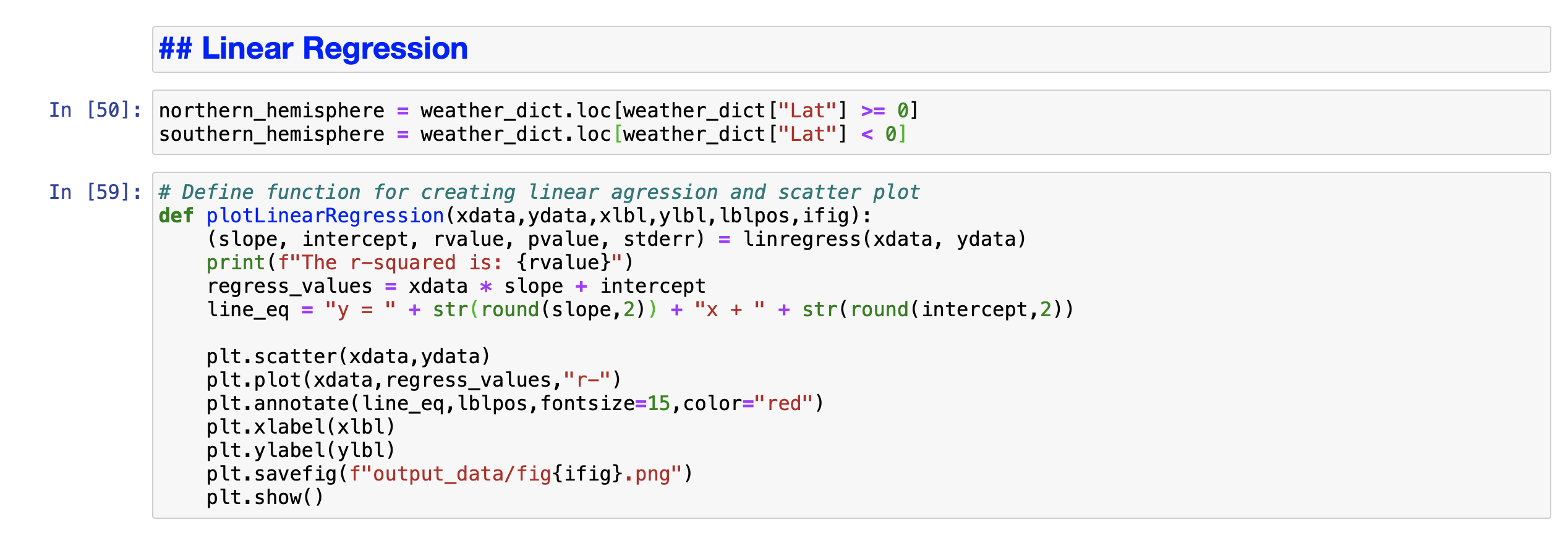Solved ## Linear Regression In [50]: northern_hemisphere = | Chegg.com