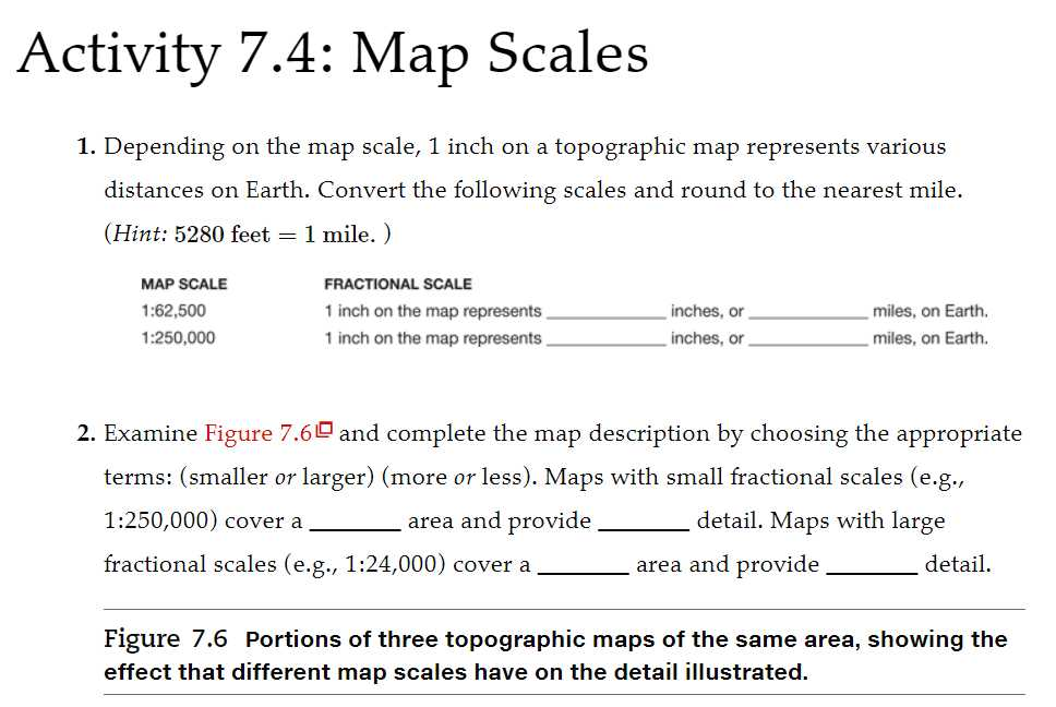 Solved Activity 7.4: Map Scales 1. Depending on the map | Chegg.com