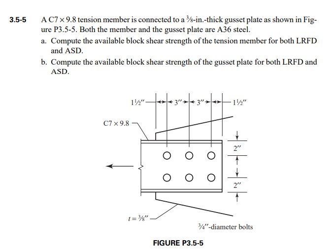 Solved For ASTM A36 steel, use Fy=36ksi and Fu=58ksi). For | Chegg.com