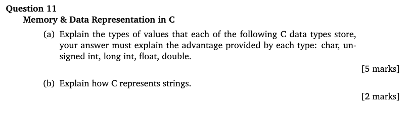 Solved Question 11 Memory Data Representation In C A Chegg Solved Question 11 Memory Data Representation In C A Chegg