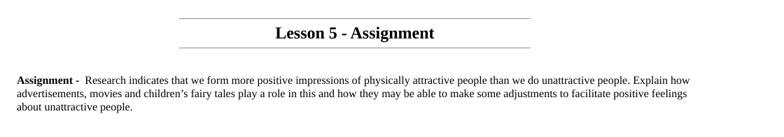 Solved Lesson 5 - Assignment Assignment - Research indicates | Chegg.com