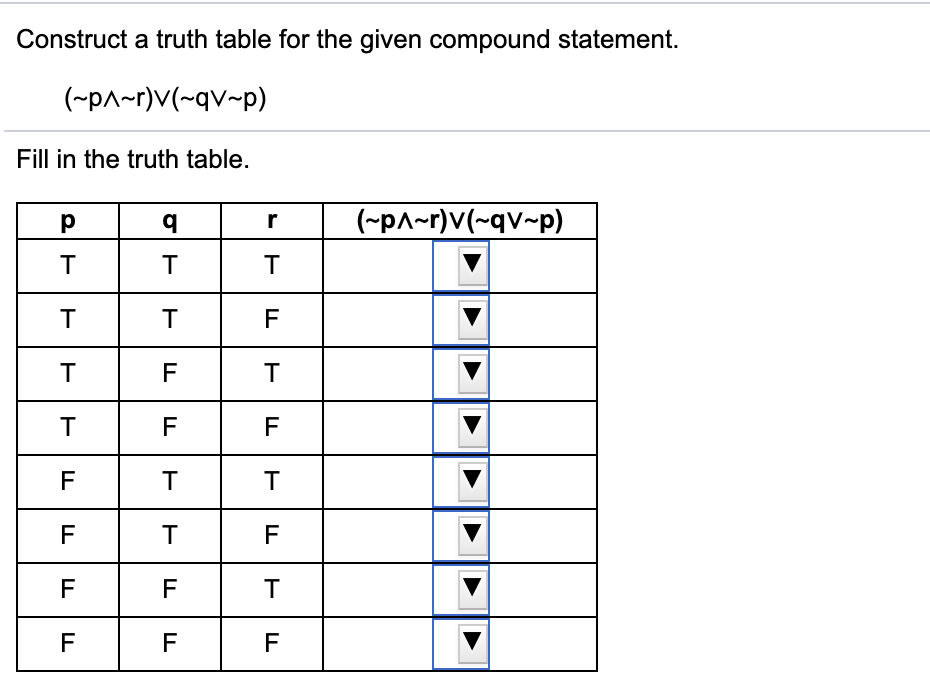 Solved Construct A Truth Table For The Given Compound Chegg Com