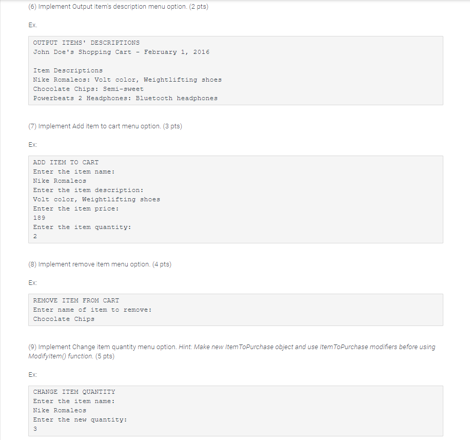 Solved 10.21 LAB*: Program: Online shopping cart (Part 2) | Chegg.com