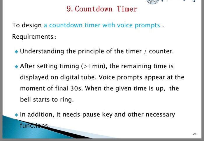 Solved 9. Countdown Timer To design a countdown timer with | Chegg.com