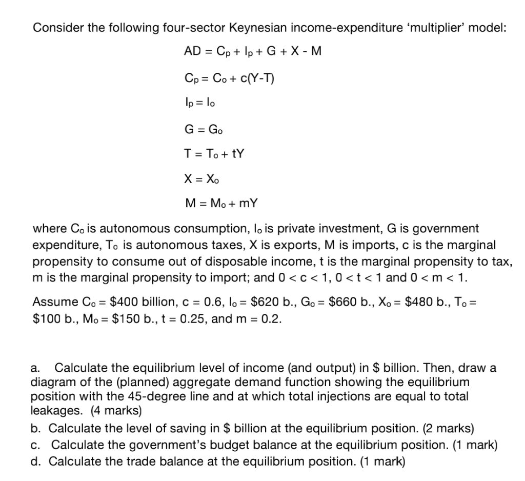 Solved Consider The Following Four-sector Keynesian | Chegg.com