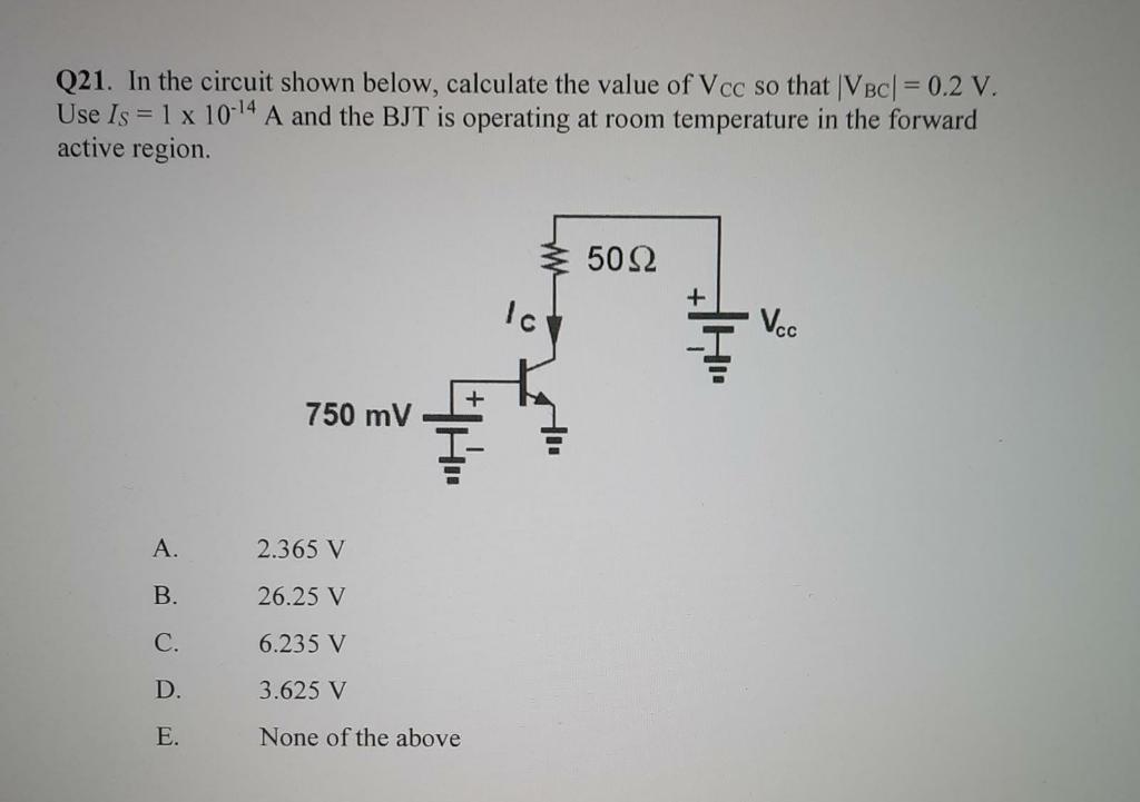 Solved Q21. In the circuit shown below, calculate the value | Chegg.com