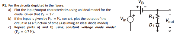 Solved For the circuits depicted in the figure: a) Plot the | Chegg.com