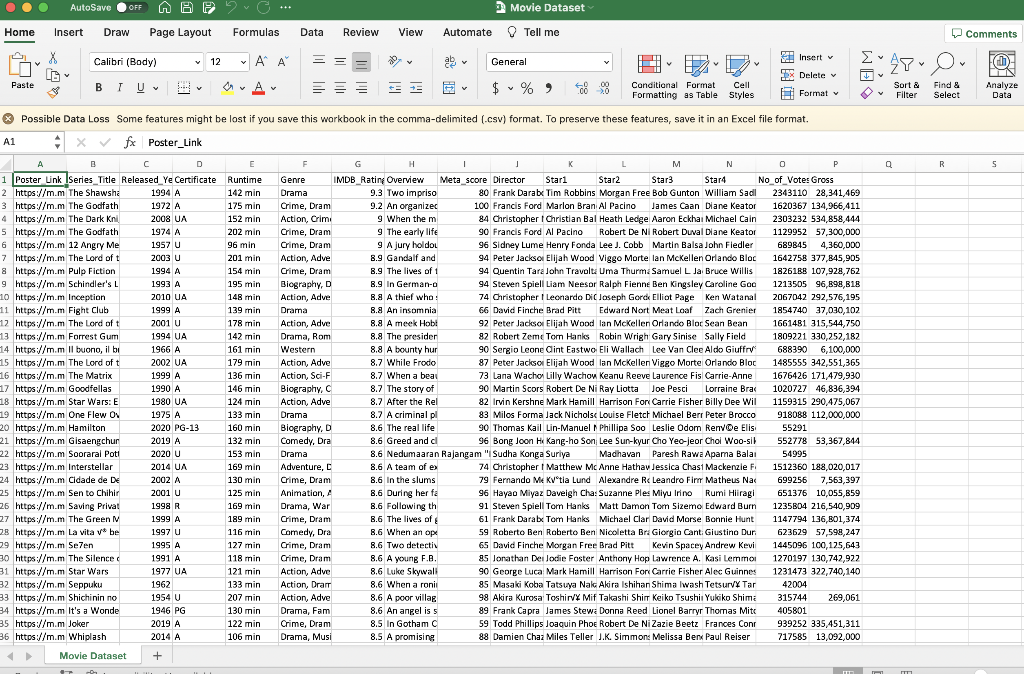 Connect the Movie Dataset data to tableau. 1. In one | Chegg.com
