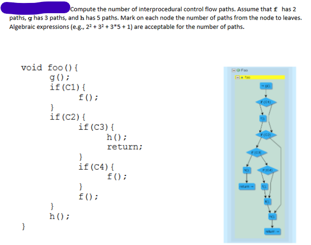 Compute the number of interprocedural control flow | Chegg.com