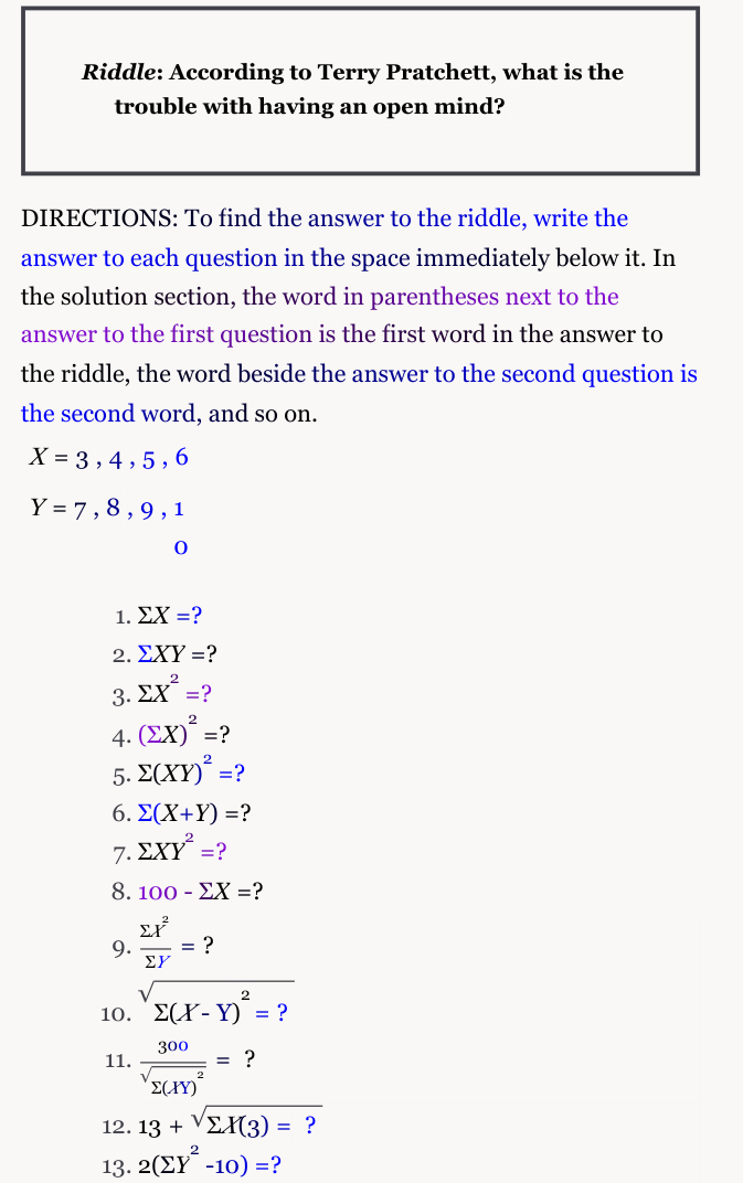 Solved Riddle: According to Terry Pratchett, what is the | Chegg.com