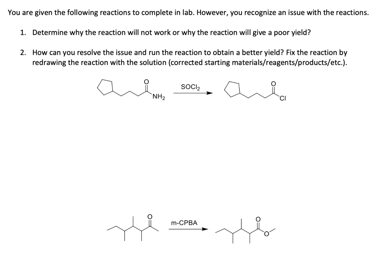 Solved You are given the following reactions to complete in | Chegg.com