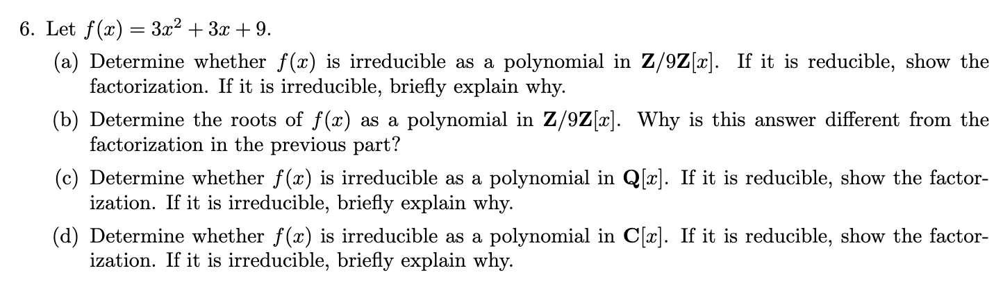solved-6-let-f-x-3x2-3x-9-a-determine-whether-f-x-is-chegg