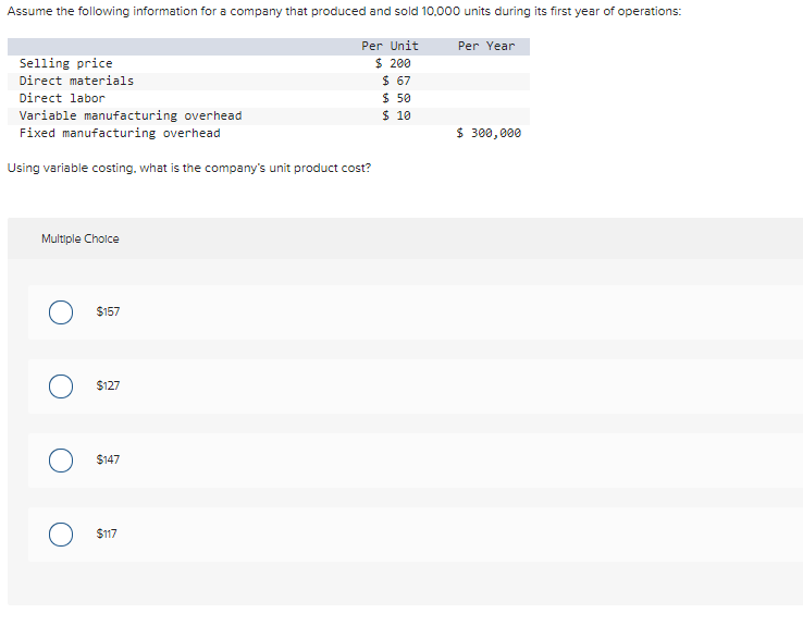 Solved The contribution margin ratio equals: Multiple Choice | Chegg.com