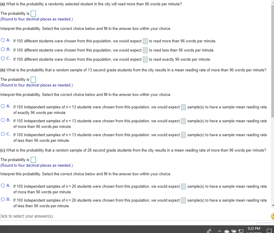 Solved The Reading Speed Of Second Grade Students In A Large Chegg