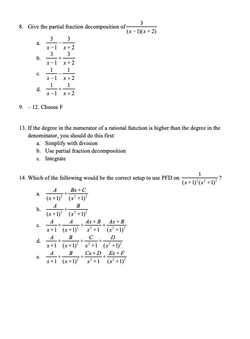 Solved 3 8. Give the partial fraction decomposition of- | Chegg.com